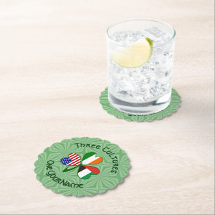 UAE Irish USA Flags Shamrock Personalised Paper Coaster
