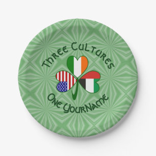 UAE Irish USA Flags Shamrock Personalised Paper Plate