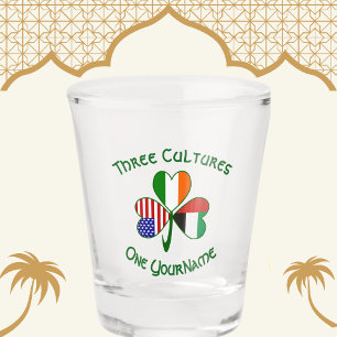 UAE Irish USA Flags Shamrock Personalised  Shot Glass