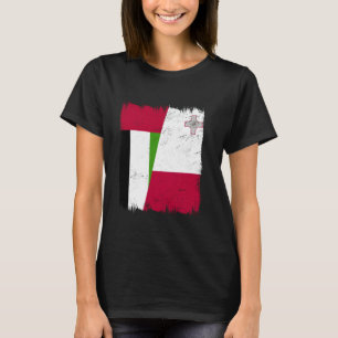 UAE Malta Half Flag United Arab Emirates Maltese R T-Shirt