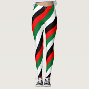 UAE National Flag Colours Diagonal Striped Leggings