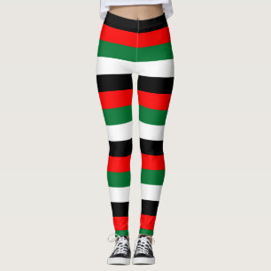 UAE National Flag Colours Horizontal Striped Leggings