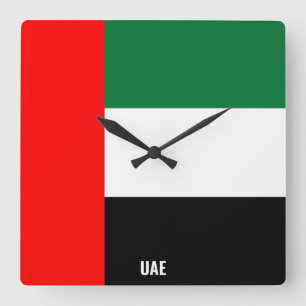 UAE National Flag Patriotic Square Wall Clock