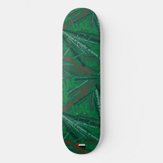 UAE National Pride Wordcloud Skateboard (Front)