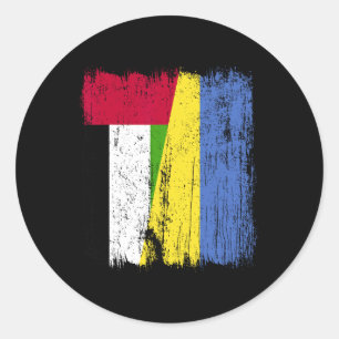 Uae Ukraine Half Flag Emirati Ukrainian Heritage Classic Round Sticker
