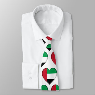 UAE United Arab Emirates Flag Colours Heart Patter Tie