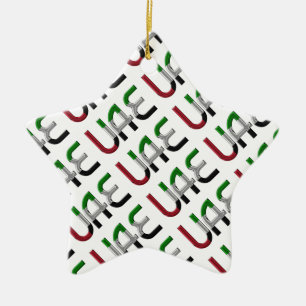 UAE United Arab Emirates Flag Colours Typography Ceramic Tree Decoration