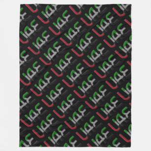 UAE United Arab Emirates Flag Colours Typography Fleece Blanket