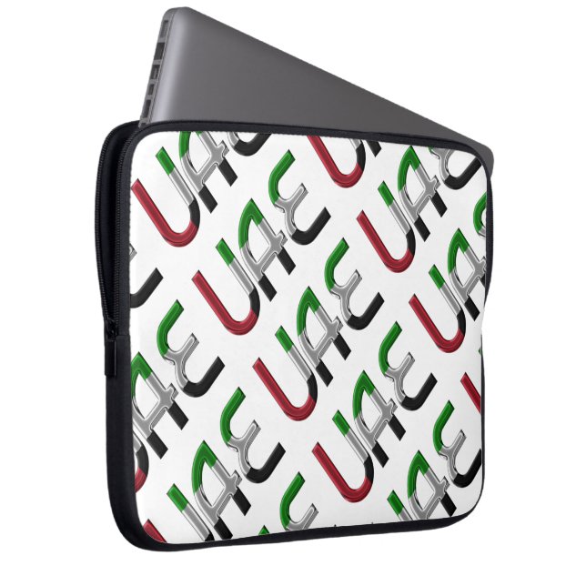 UAE United Arab Emirates Flag Colours Typography Laptop Sleeve (Front Right)