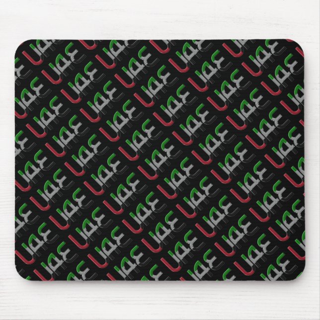 UAE United Arab Emirates Flag Colours Typography Mouse Mat (Front)
