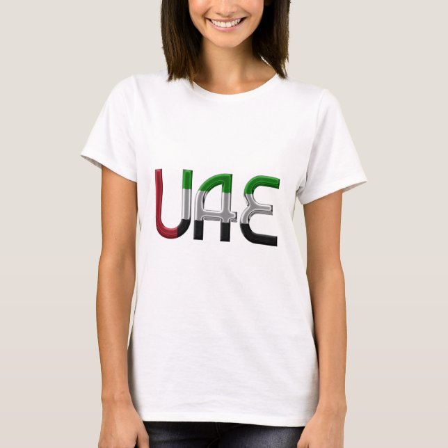 UAE United Arab Emirates Flag Colours Typography T-Shirt (Front)