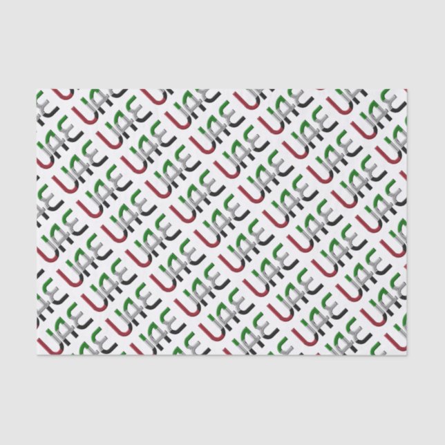 UAE United Arab Emirates Flag Colours Typography Tissue Paper (Front)