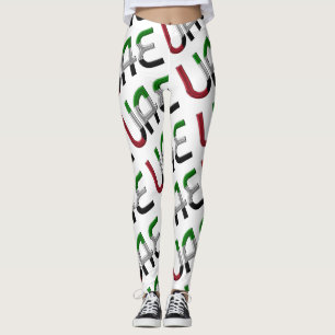 UAE United Arab Emirates Flag Typography Pattern Leggings