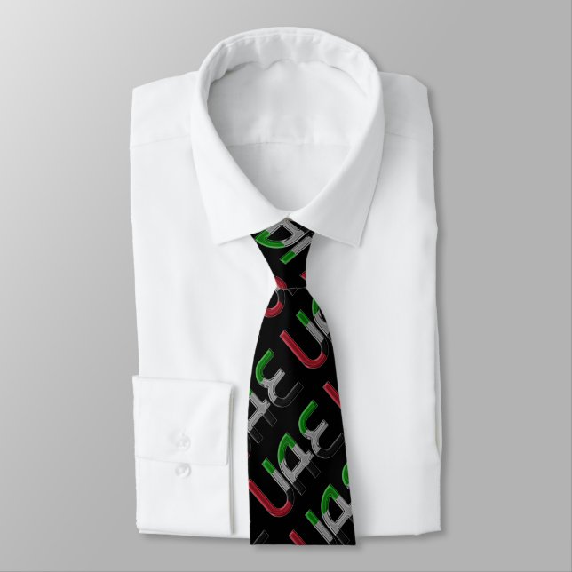 UAE United Arab Emirates Flag Typography Pattern Tie (Tied)