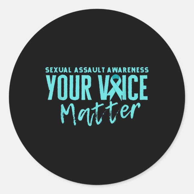 Ual Ault Awareness 2025 Teal Ribbon Your Voice S  Classic Round Sticker (Front)