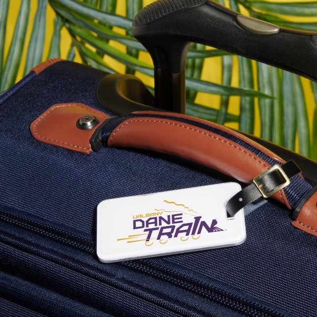 UAlbany Dane Train Logo Luggage Tag (Front Insitu 3)