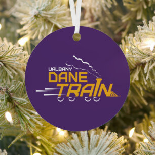 UAlbany Dane Train Logo Metal Tree Decoration