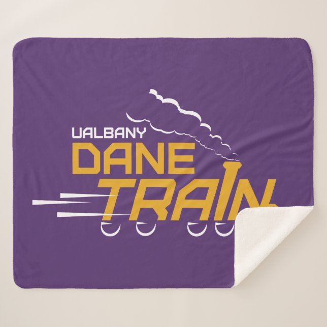 UAlbany Dane Train Logo Sherpa Blanket (Front (Horizontal))