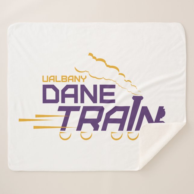 UAlbany Dane Train Logo Sherpa Blanket (Front (Horizontal))