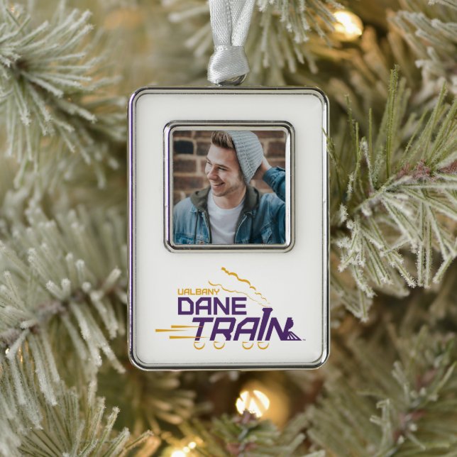 UAlbany Dane Train Logo Silver Plated Framed Ornament (Tree)