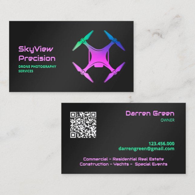 UAV Aerial Drone QR Business Card (Front/Back)