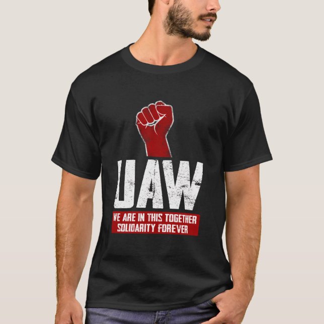 Uaw On Strike Red Tee United Auto Union Workers Ua (Front)