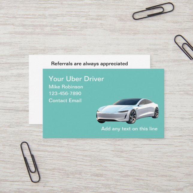 Uber Driver Electric Car Theme Business Cards (Front/Back In Situ)