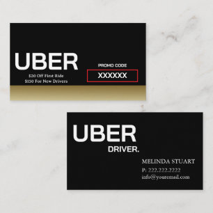 Uber Driver Modern Gold Border Referral Business Card