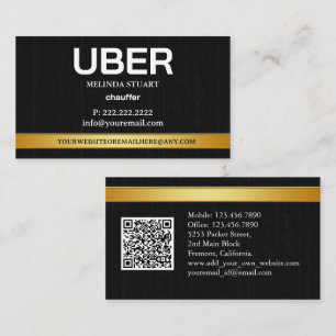 Uber Driver Modern Gold Border Referral QR CODE Business Card