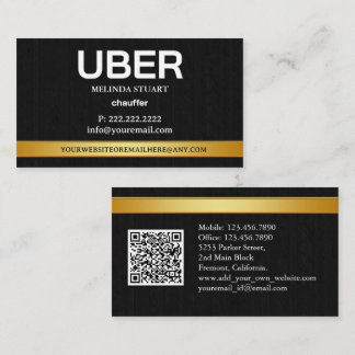 Uber Driver Modern Gold Border Referral QR CODE Business Card
