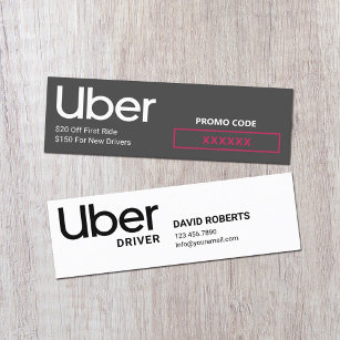 Uber Driver Promo Code Referral Mini Business Card