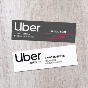 Uber Driver Promo Code Referral Mini Business Card