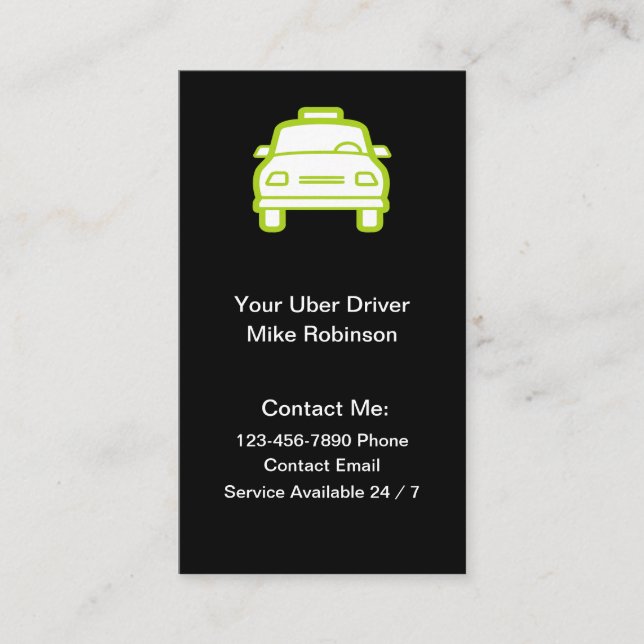 Uber Driver Simple Contact Business Cards (Front)