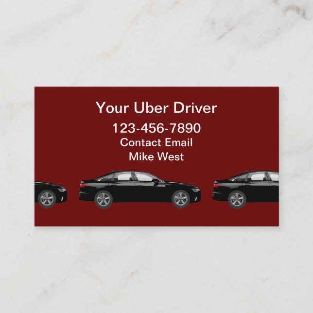 Uber Driver Simple Easy To Read Business Cards (Front)