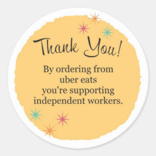 Uber Eats Thank You Classic Round Sticker