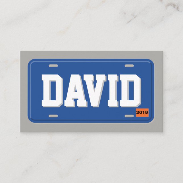 Uber Lyft Driver Blue and Grey License Plate Business Card (Front)