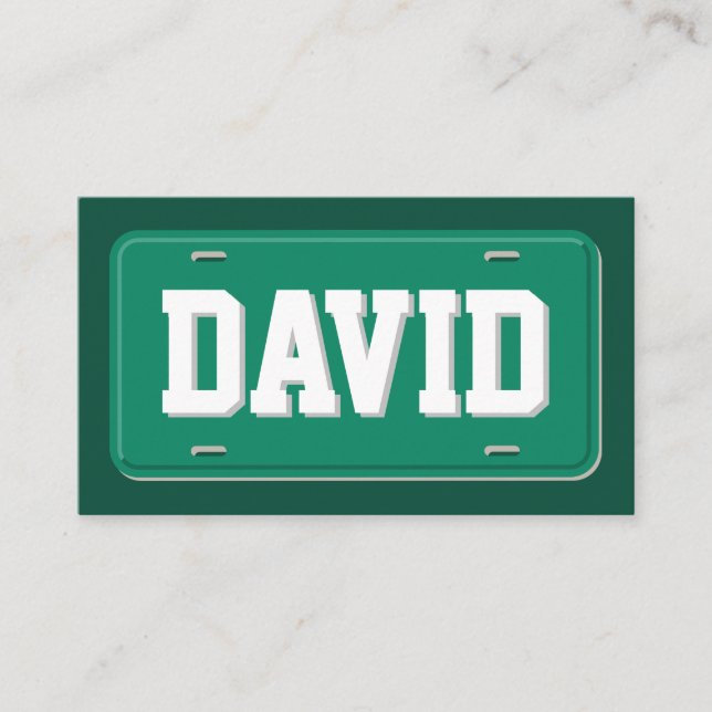 Uber Lyft Driver Green and White License Plate Business Card (Front)