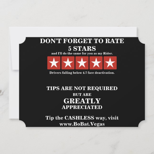 UBER Ratings & Tips; Matte 5" x 7" (Front)