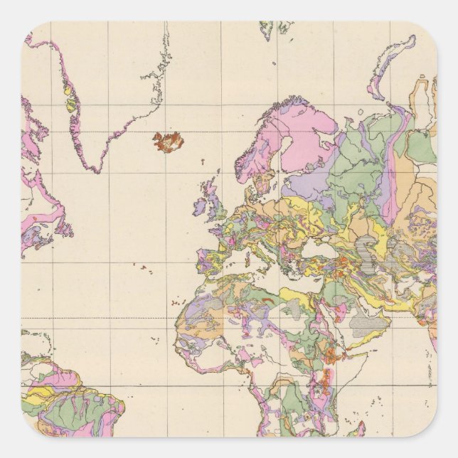 Ubersicht der Erde - Overview of the Earth Map Square Sticker (Front)