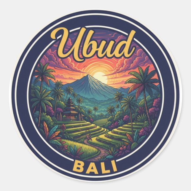 Ubud Bali Indonesia Travel Classic Round Sticker (Front)