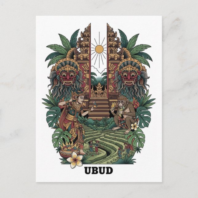 Ubud Bali Indonesia Travel Postcard (Front)
