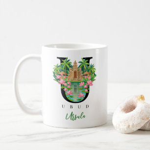 Ubud Bali Monogram Letter U Personalised Gift Coffee Mug