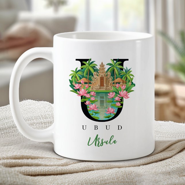 Ubud Bali Monogram Letter U Personalised Gift Coffee Mug (Ubud Bali Monogram Letter U Personalized Gift Coffee Mug)