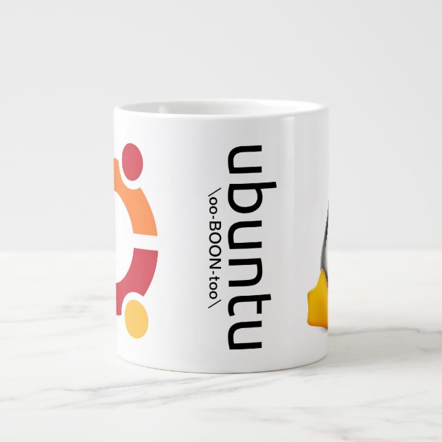 Ubuntu mug with logo, pronunciation, and Tux (Front)