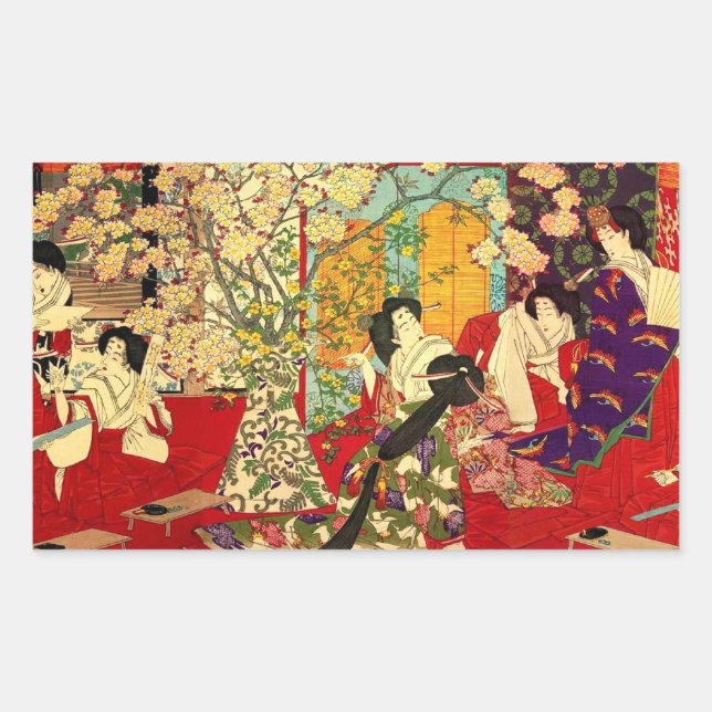 Uchou Onna Zakura Renga-zu Rectangular Sticker (Front)