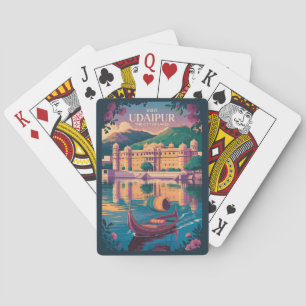 Udaipur India City Palace Illustration Travel Art Playing Cards