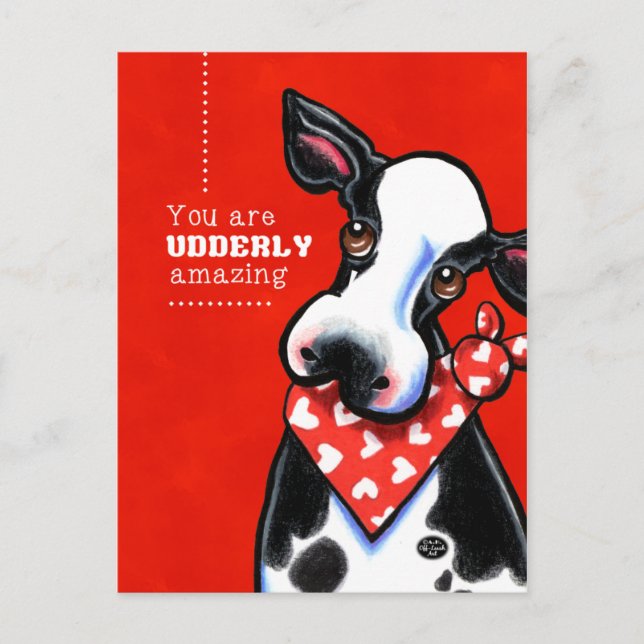 Udderly Amazing Sweetheart Cow Postcard (Front)