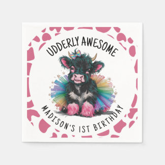Udderly Awesome Tutu Highland Cow Print Napkin