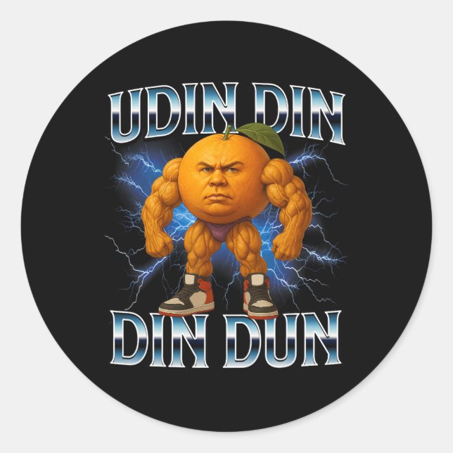Udin Din Din Dun Funny Italian Brainrot Meme Bodyb Classic Round Sticker (Front)