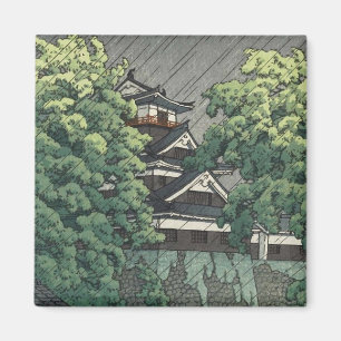 Udo Tower, Kumamoto Castle in rain Kawase Hasui Magnet